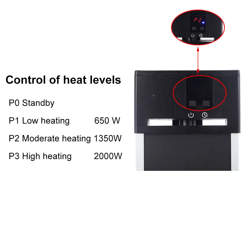 2KW Electric Heater Remote Controled Freestanding Patio Heater Silver