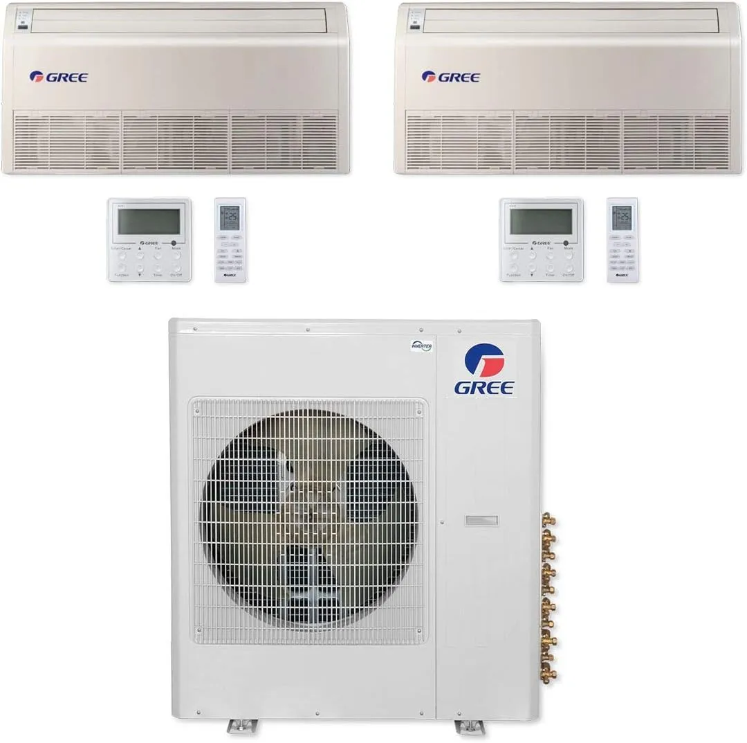 GREE Multi Gen2 Series 42,000 BTU 2-Zone Universal Floor/Ceiling 24K 24K Ductless Mini-Split System