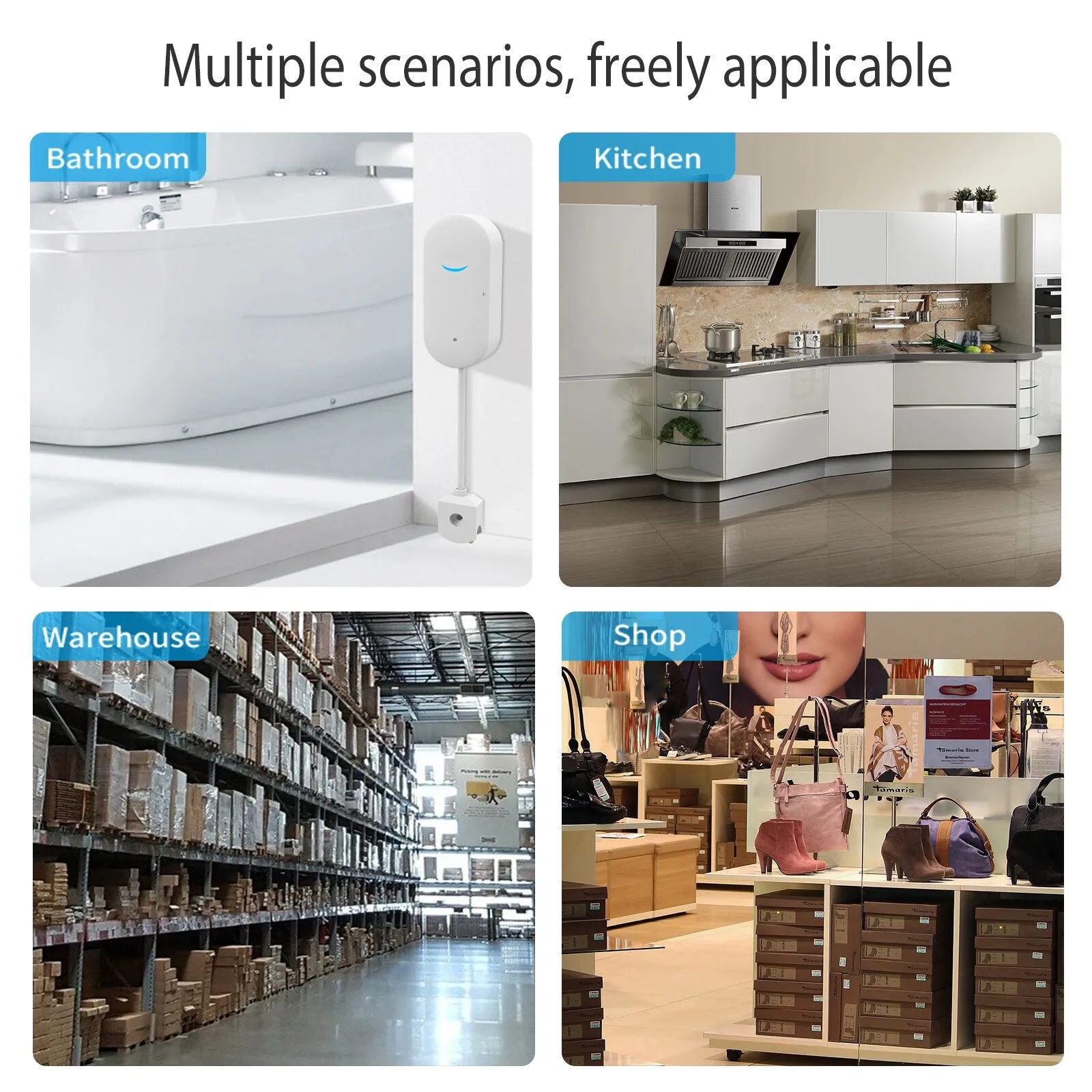 Kitchen Water Leakage Sensor Basement 60dB Sound Tuya Wifi Alarm Warehouse Building Automation Security Protection