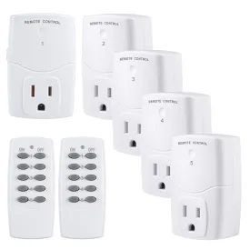 Mini Wireless Remote Control Outlet Switch Power Plug (2 Remotes 5 Outlets) BN-LINK