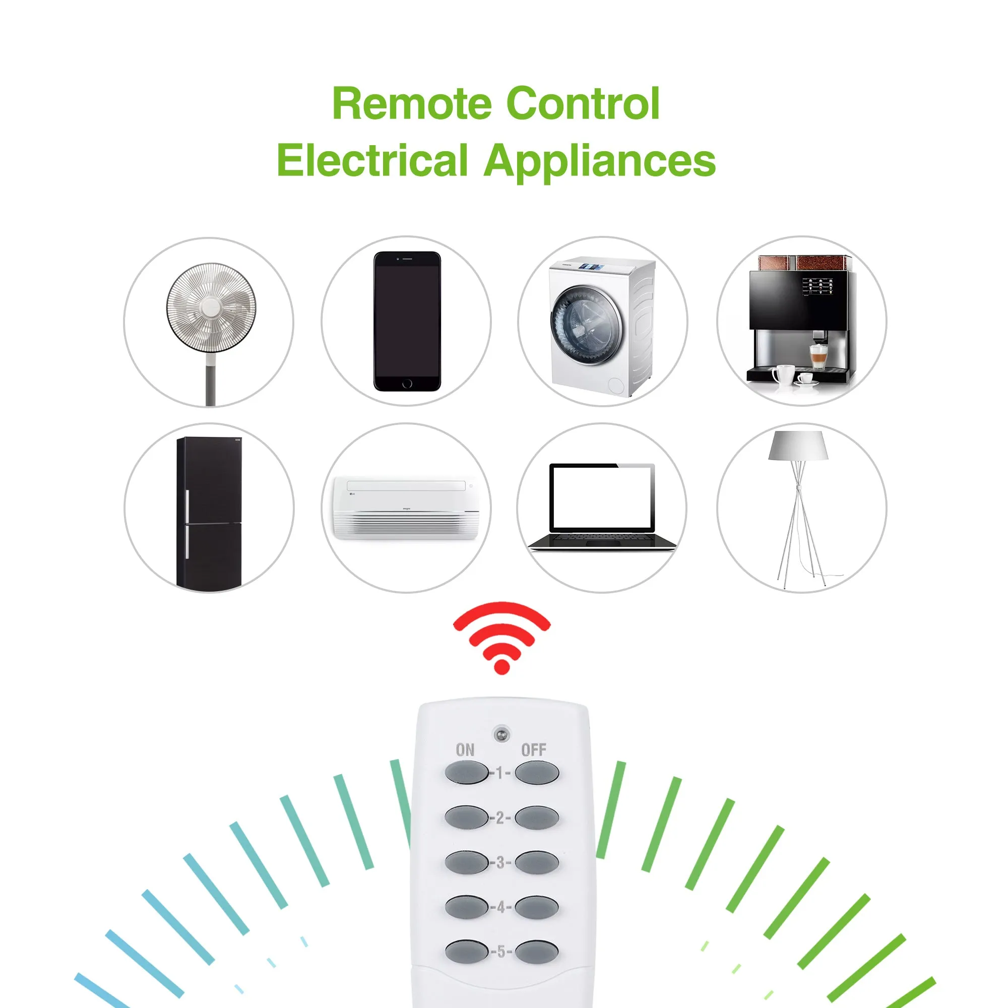 Mini Wireless Remote Control Outlet Switch Power Plug (2 Remotes 5 Outlets) BN-LINK