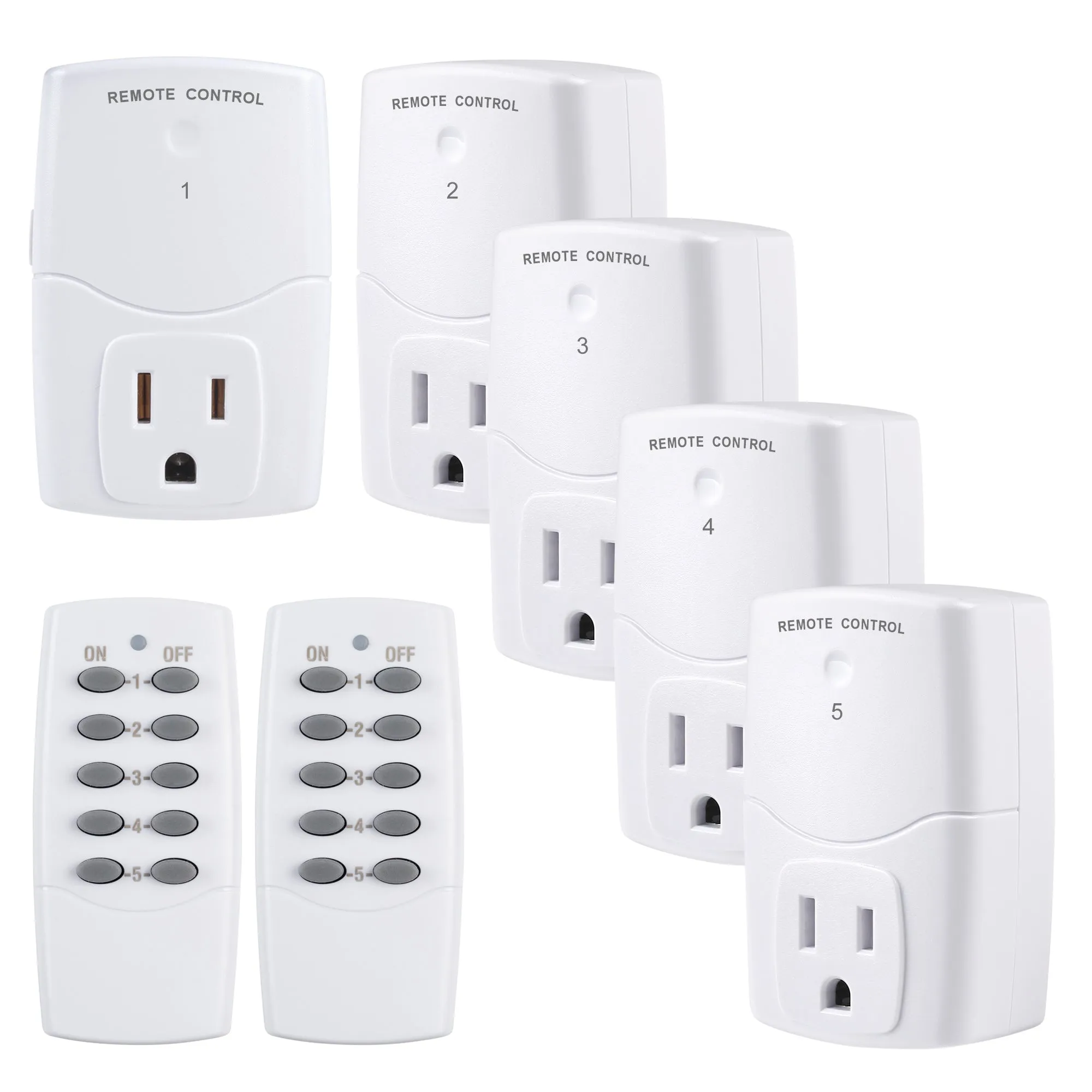 Mini Wireless Remote Control Outlet Switch Power Plug (2 Remotes 5 Outlets) BN-LINK