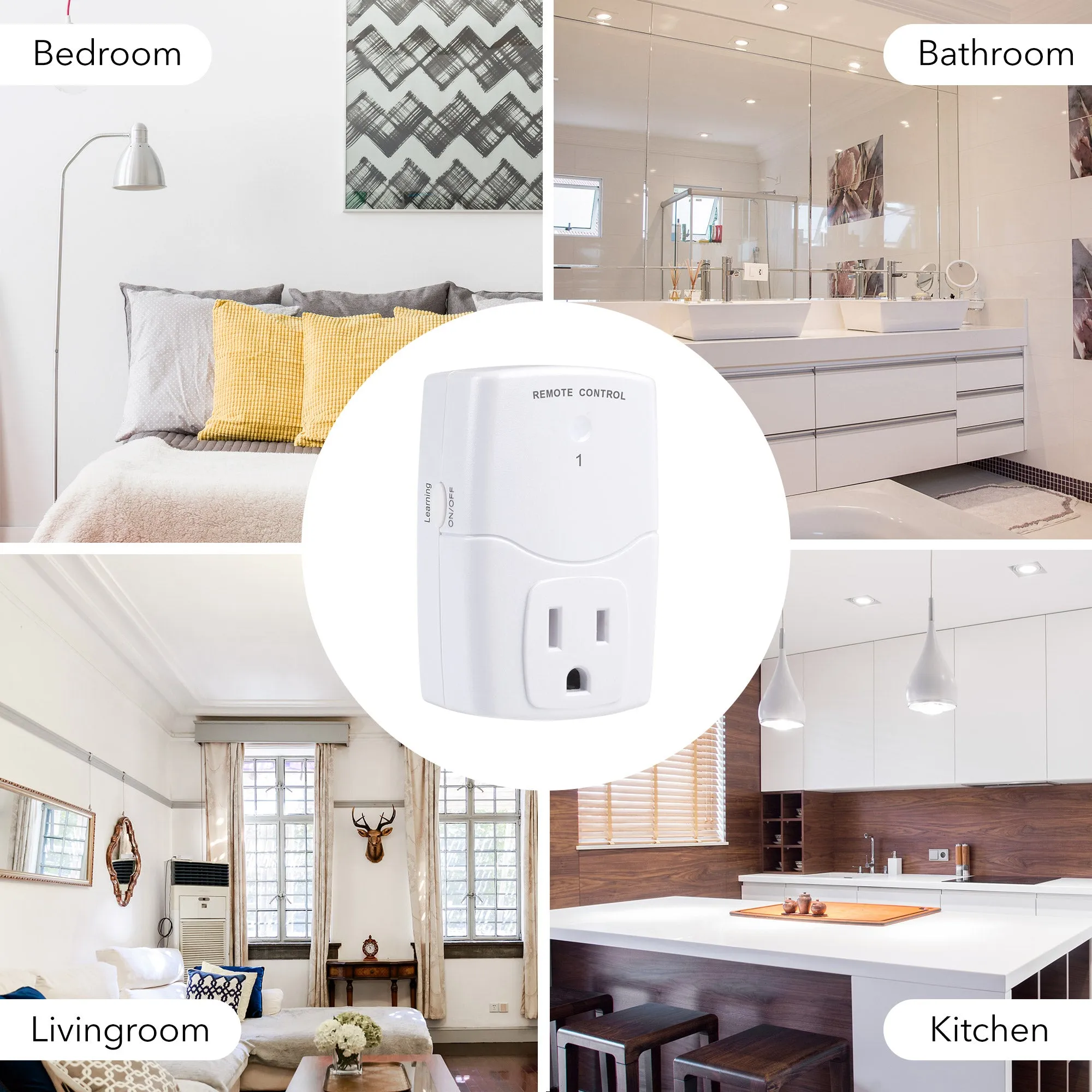 Mini Wireless Remote Control Outlet Switch Power Plug (2 Remotes 5 Outlets) BN-LINK