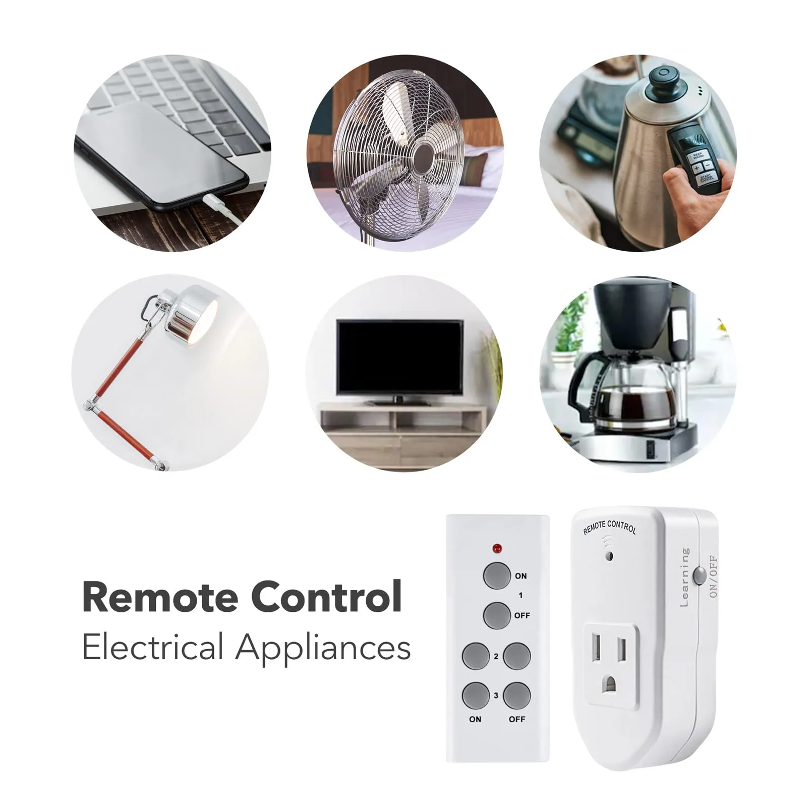 Wireless Remote Control Outlet (Learning Code, 3Rx-1Tx) 1200W/10A BN-LINK